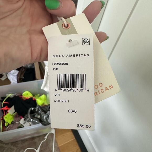 NWT Good American Always Fits One Shoulder Bikini Top in Ivory 00/0 (XXS/XS) - Picture 6 of 6